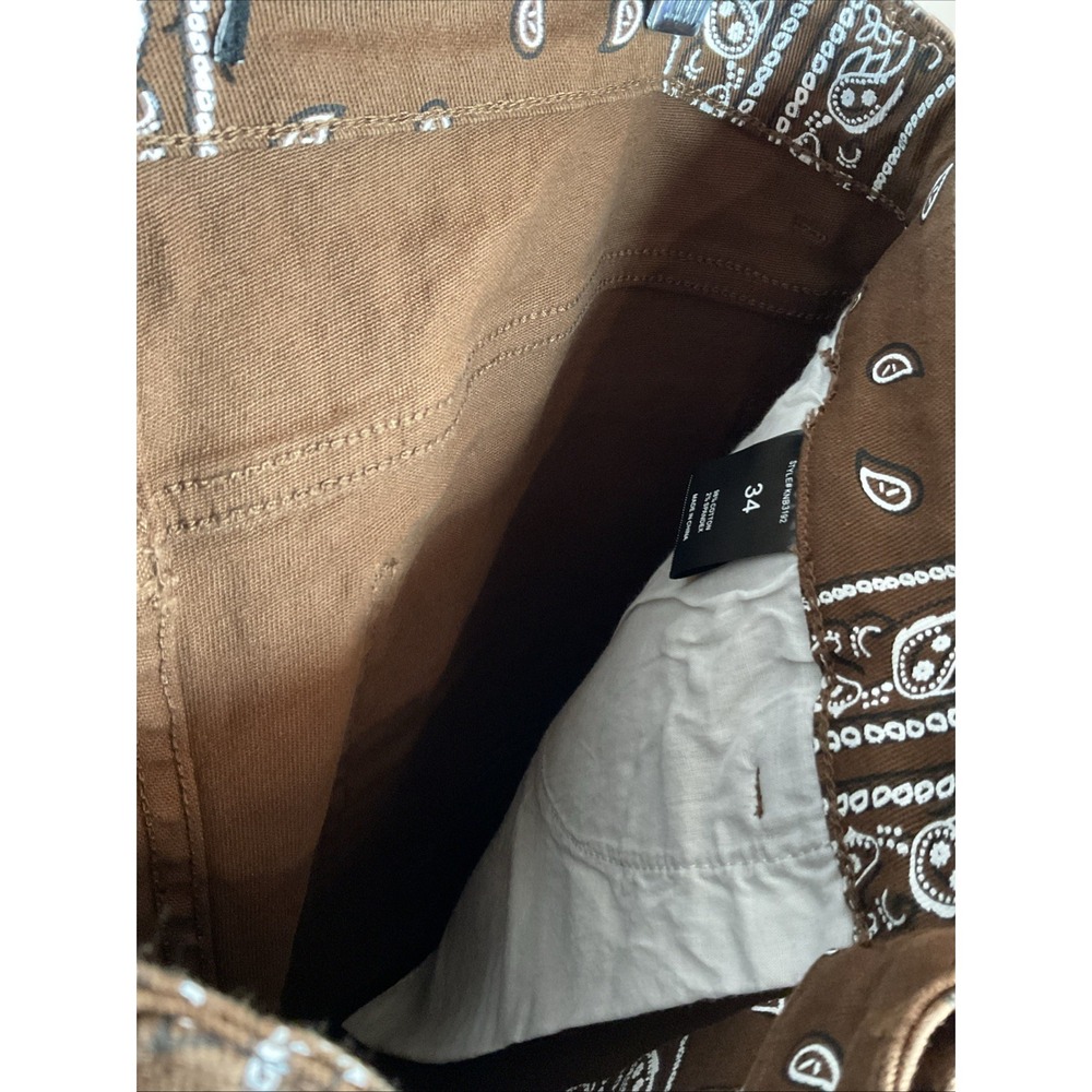 Fashion NOVA Men Taking Over Paisley Straight Jeans Brown W42 - Picture 6 of 6